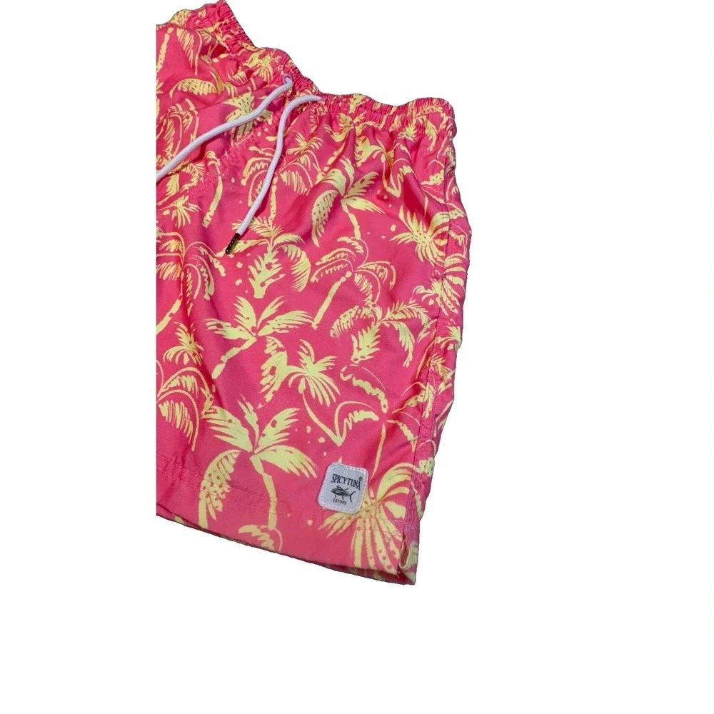 Spicy Tuna Men's Tropical Pink & Yellow Swim Trunks Size SMALL.  EUC